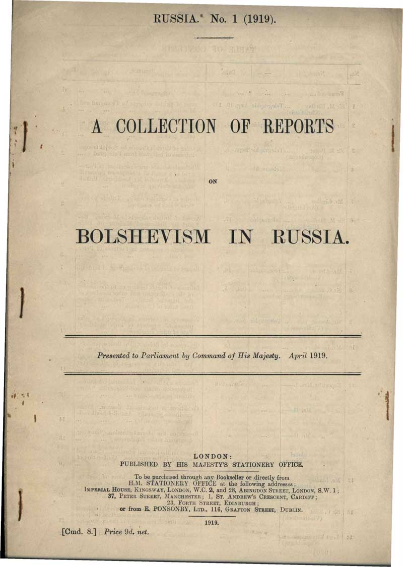 Извештај о злочинима бољшевика из 1919