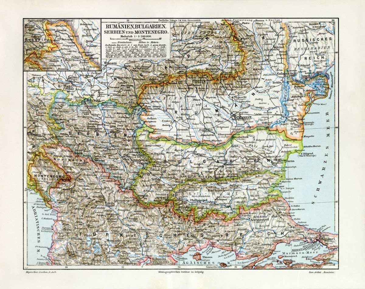 Немачка карта из 1907. године где се види тадашња Србија