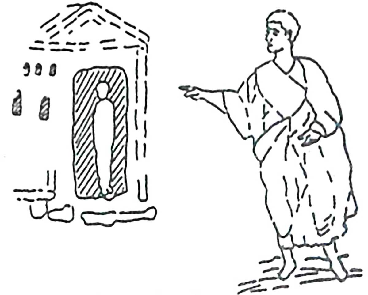 Цртеж из катакомбе који приказује васкрслог Лазара