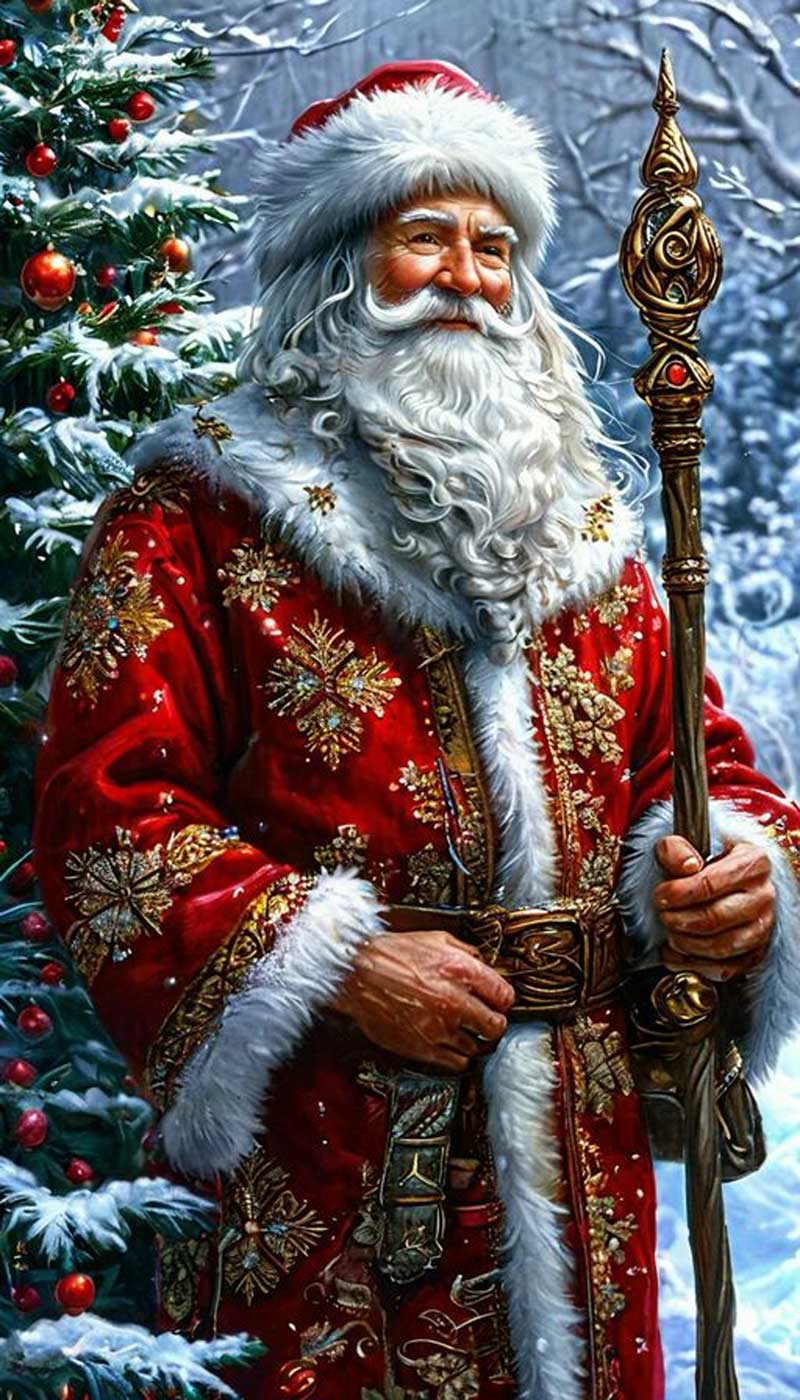 Санта Клаус а можда и деда Мраз. Додуше, Санта Клаус је увек приказиван као дебела особа, па ће онда ово пре бити деда Мраз.