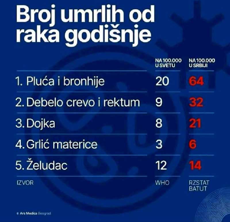 Сурова и неумољива статистика за Србију од пре неку годину. Сад је верујем још горе...